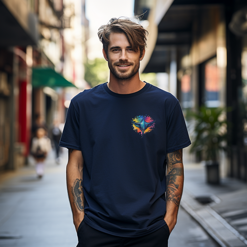 Rainbow Manta Ray Cotton Tee