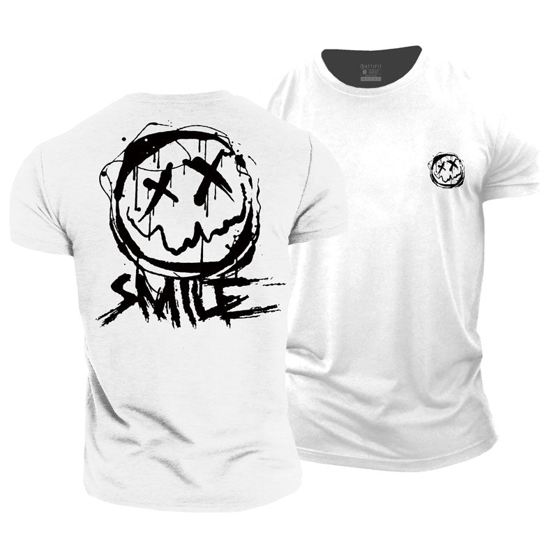 Cotton Happy Face Graphic Men's T-shirts