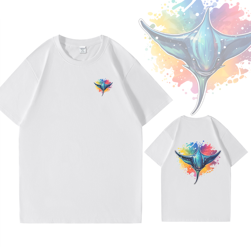 Rainbow Manta Ray Cotton Tee