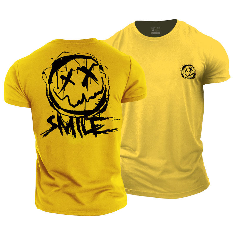 Cotton Happy Face Graphic Men's T-shirts