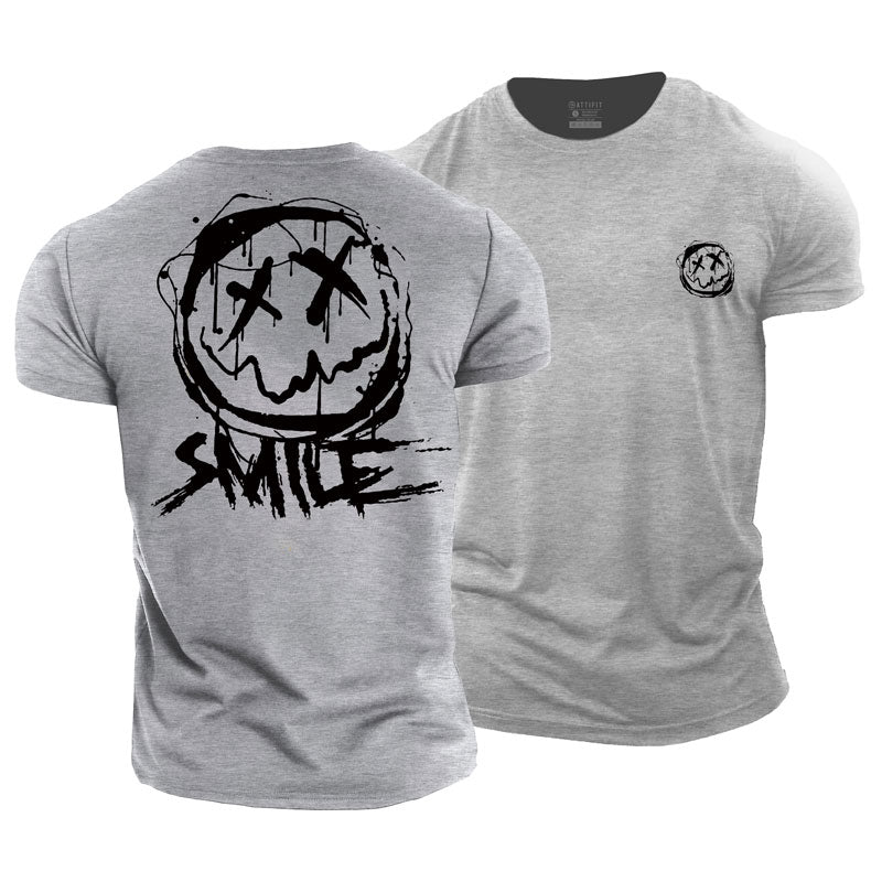 Cotton Happy Face Graphic Men's T-shirts