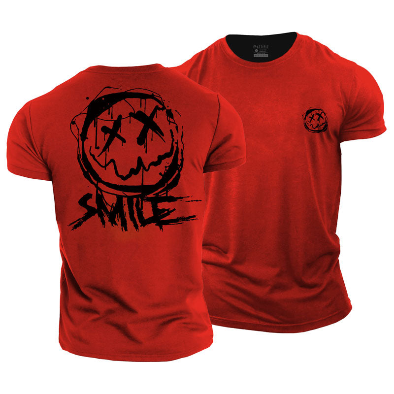 Cotton Happy Face Graphic Men's T-shirts