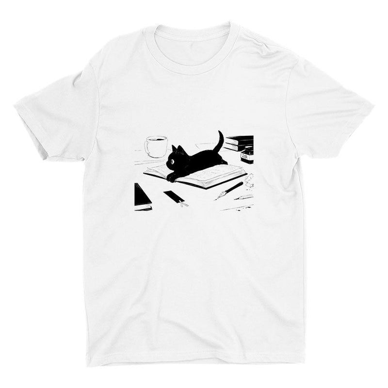 A Reading Cat Cotton Tee