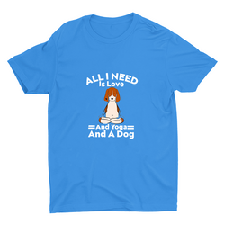 All I Need is Love Yoga And A Dog Printed T-shirt